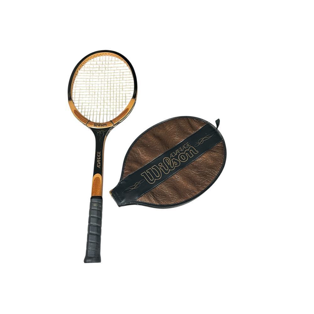 Vintage Wilson Advantage Wooden Tennis Racquet Original Cover 1970s Collectible